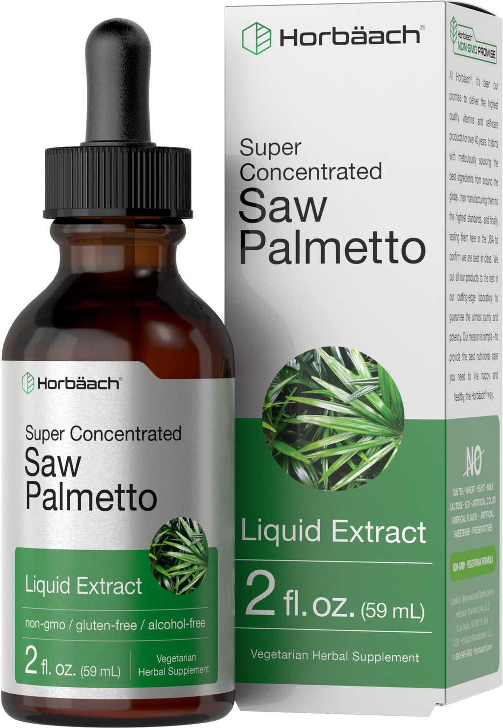 Horbäach Saw Palmetto Liquid Extract Alcohol Free - 2 Fl Oz