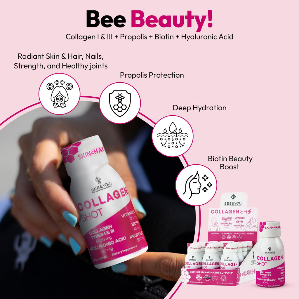 Bee and You Collagen Liquid Shot with Vitamin C and Biotin - 12 Pack - image 4