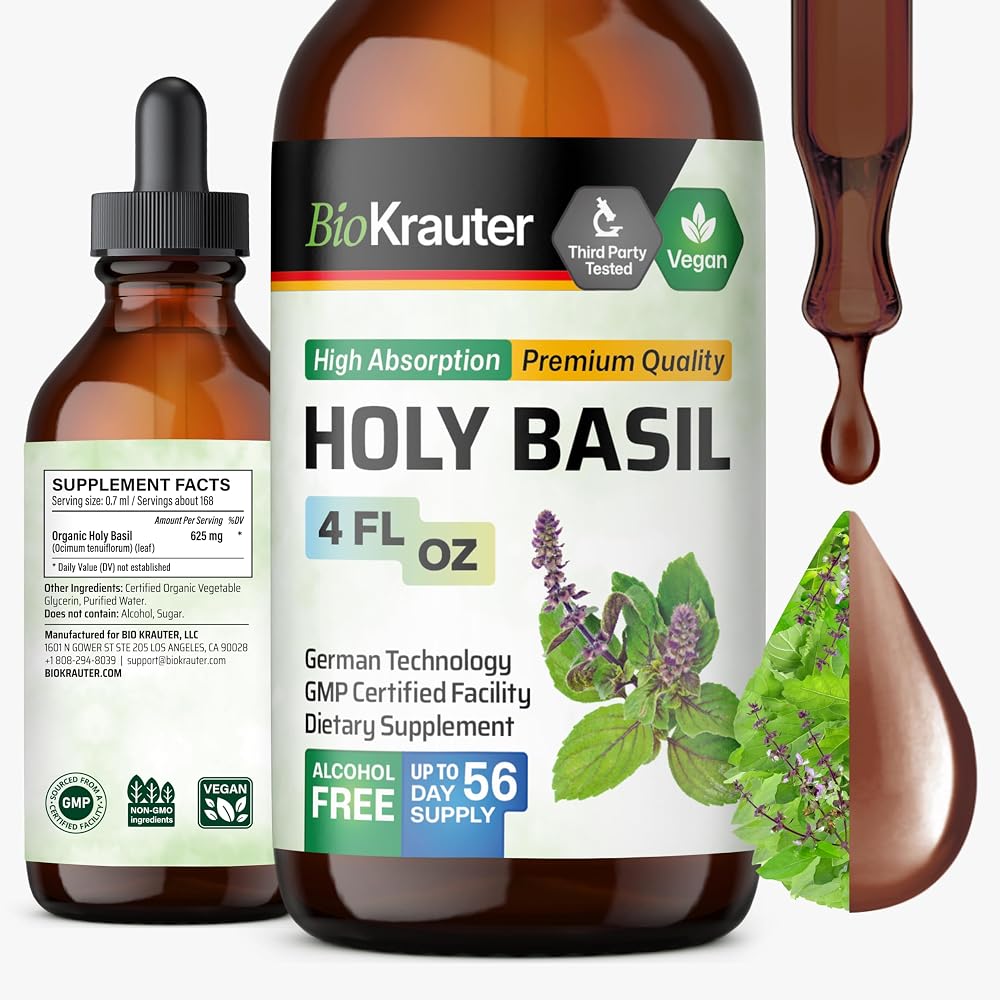 BIO KRAUTER Holy Basil Tincture - Tulsi Powder Liquid Extract