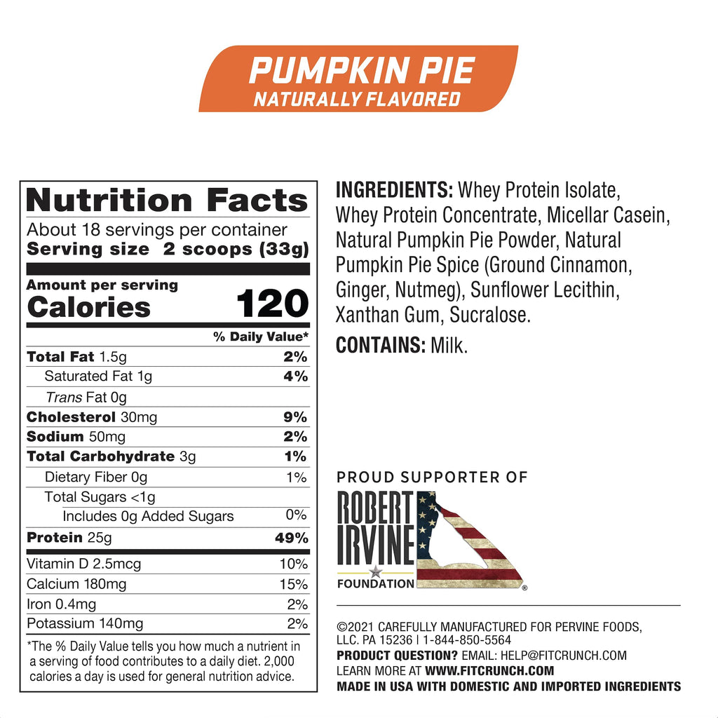 Fit Crunch Tri-Blend Whey Protein Pumpkin Pie - 18 Servings - image 2