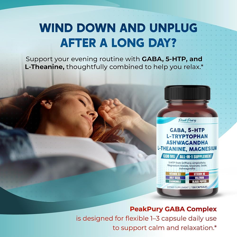 PeakPury GABA Complex 1,338 mg with L-Theanine - 150 Capsules - image 2