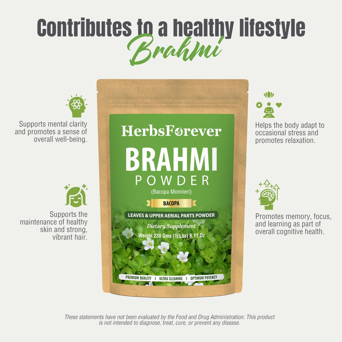 Herbsforever Brahmi Powder 100% Pure Bacopa Monnieri - 230g - image 6