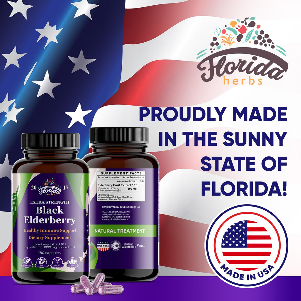 FLORIDA HERBS Black Elderberry Capsules - 180 Vegan Capsules - image 4