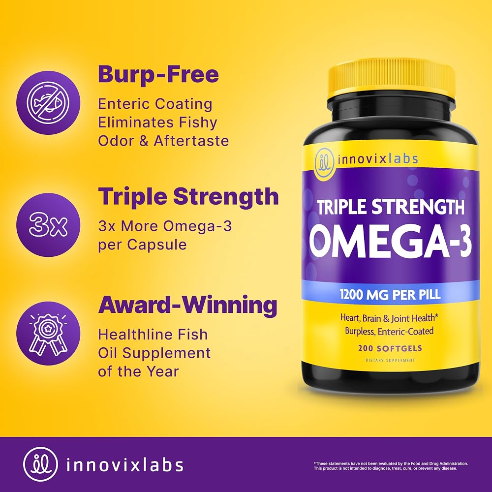InnovixLabs Triple Strength Omega-3 Fish Oil 900 mg - 200 Softgels - image 2