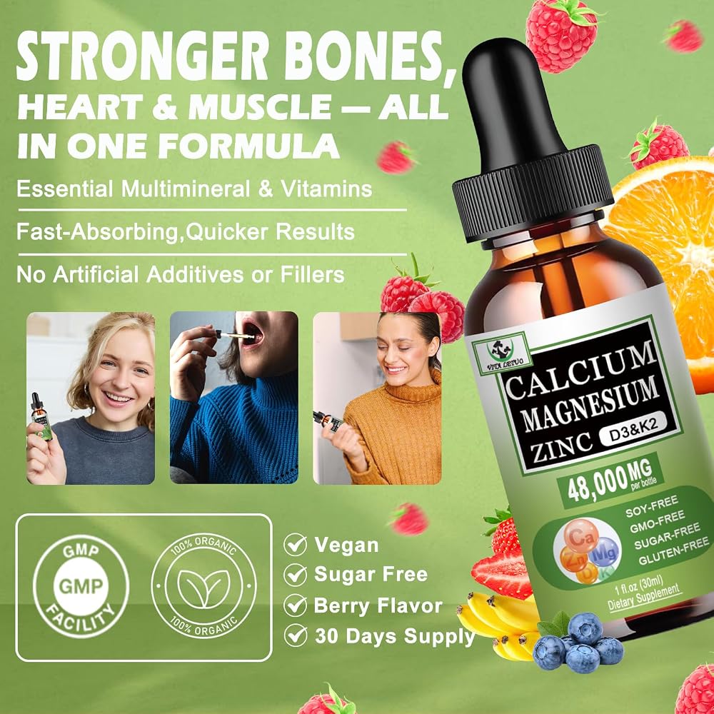 Vita Letuo Calcium Magnesium Zinc Liquid Drops - 1 Fl Oz - image 3