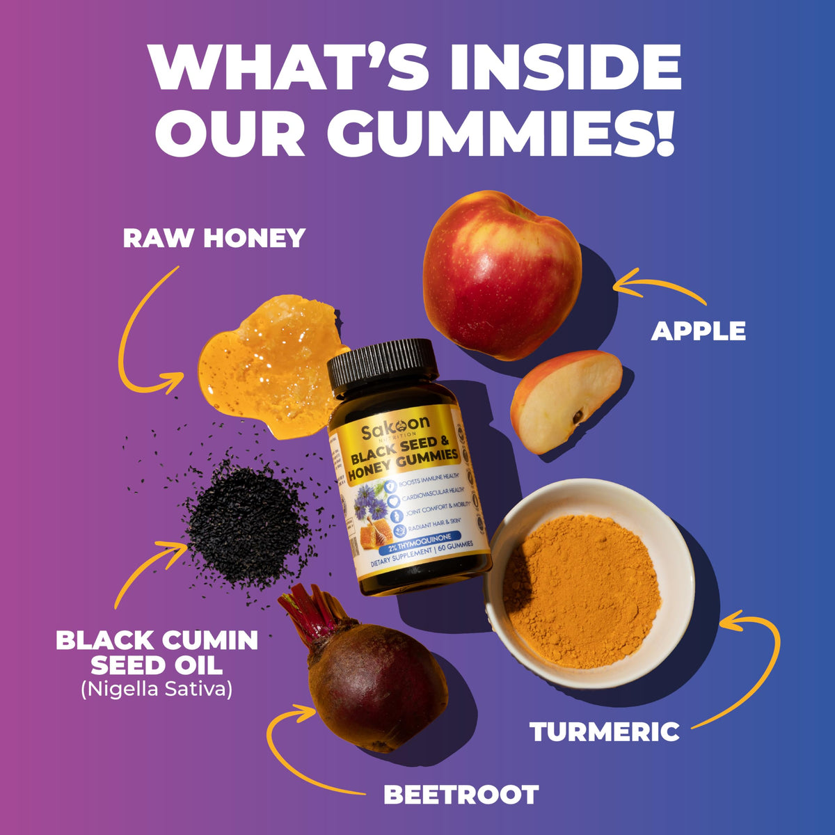 Sakoon Nutrition Black Seed Oil Gummies with Honey - 60 Gummies - image 3