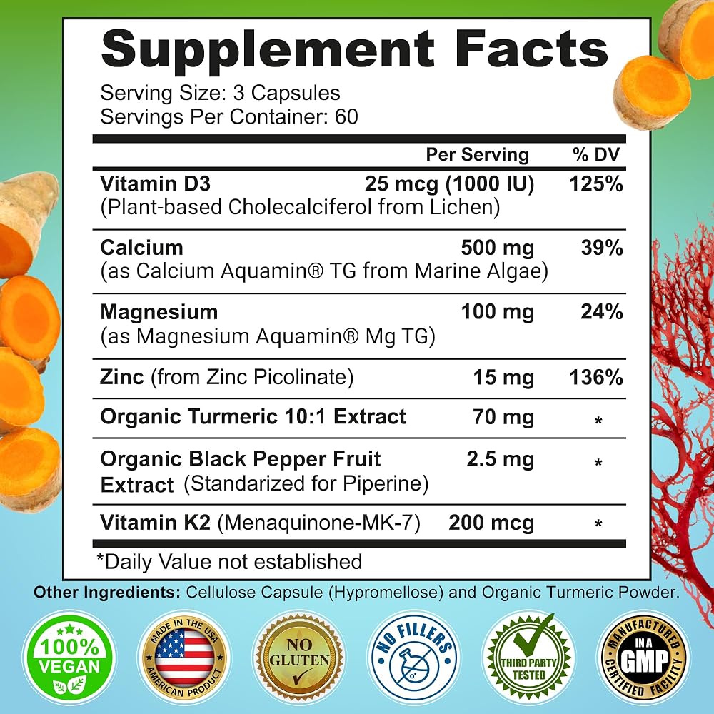 SUPPLEMENTS STUDIO Plant-Based Calcium 500mg (Aquamin) - Vegan