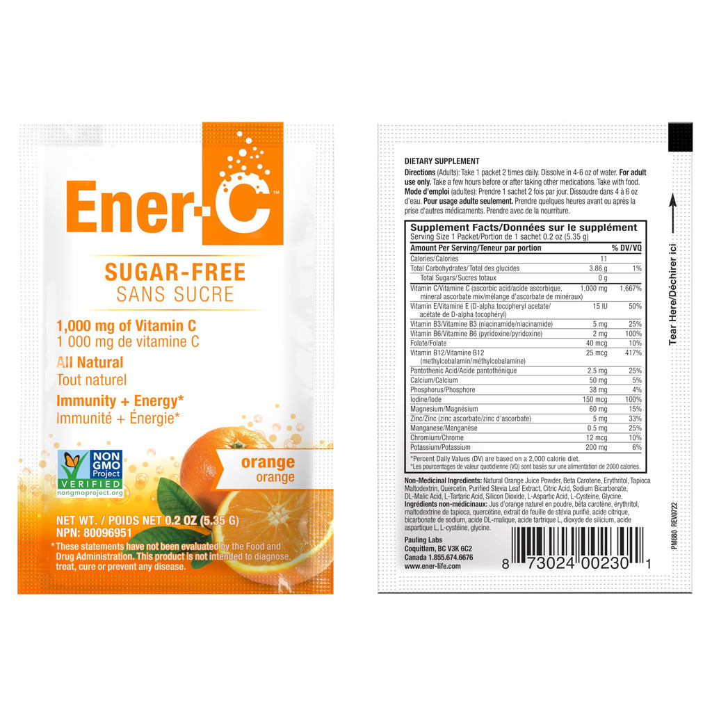 Ener-C Sugar Free Energy Orange Multivitamin Drink Mix Vitamin C