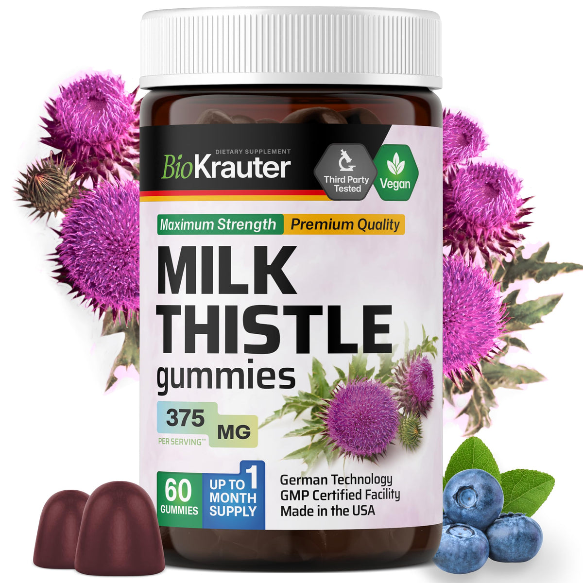 BIO KRAUTER Milk Thistle Supplement for Liver Cleanse & Detox