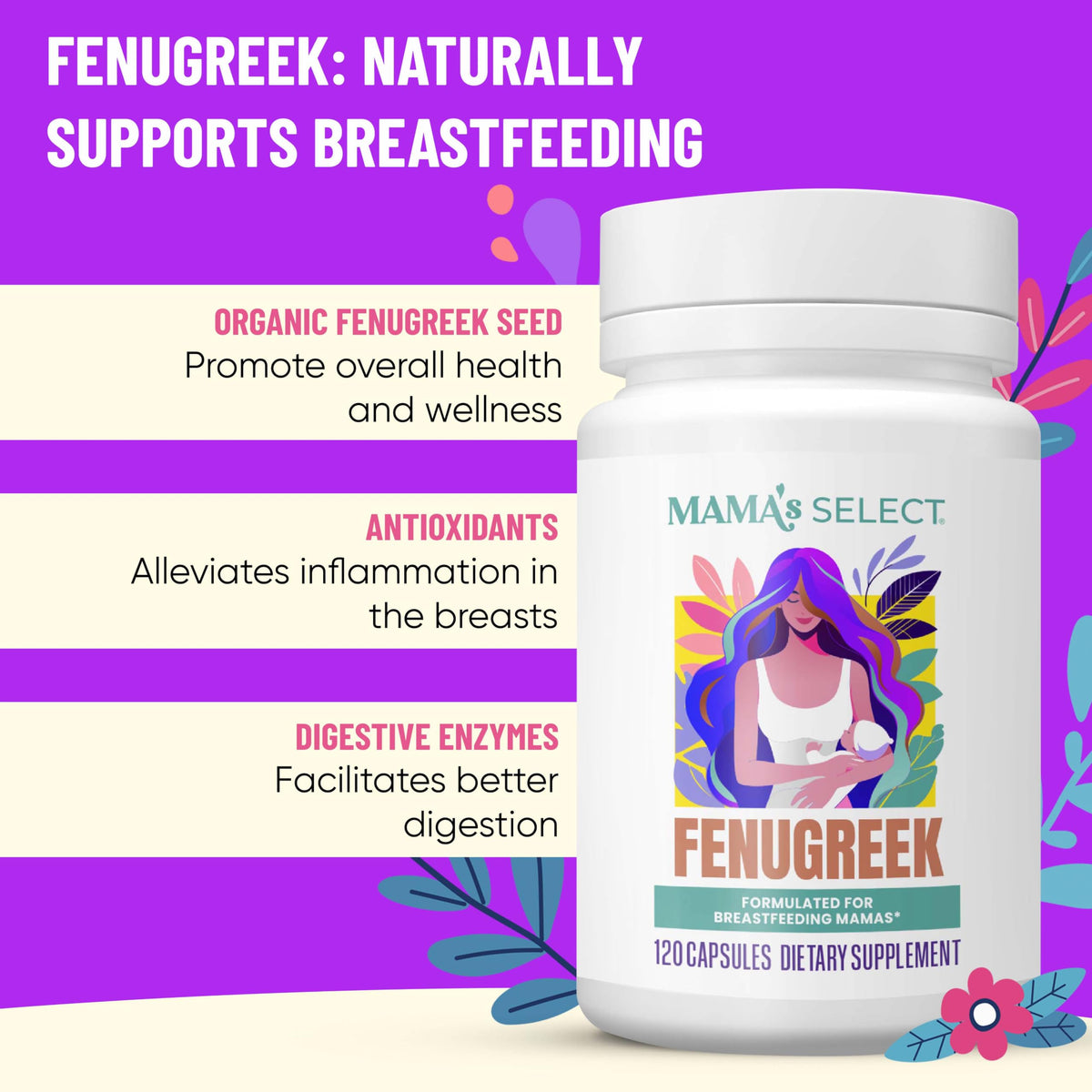Mama's Select Organic Fenugreek Lactation Supplement - 120 Capsules - image 4