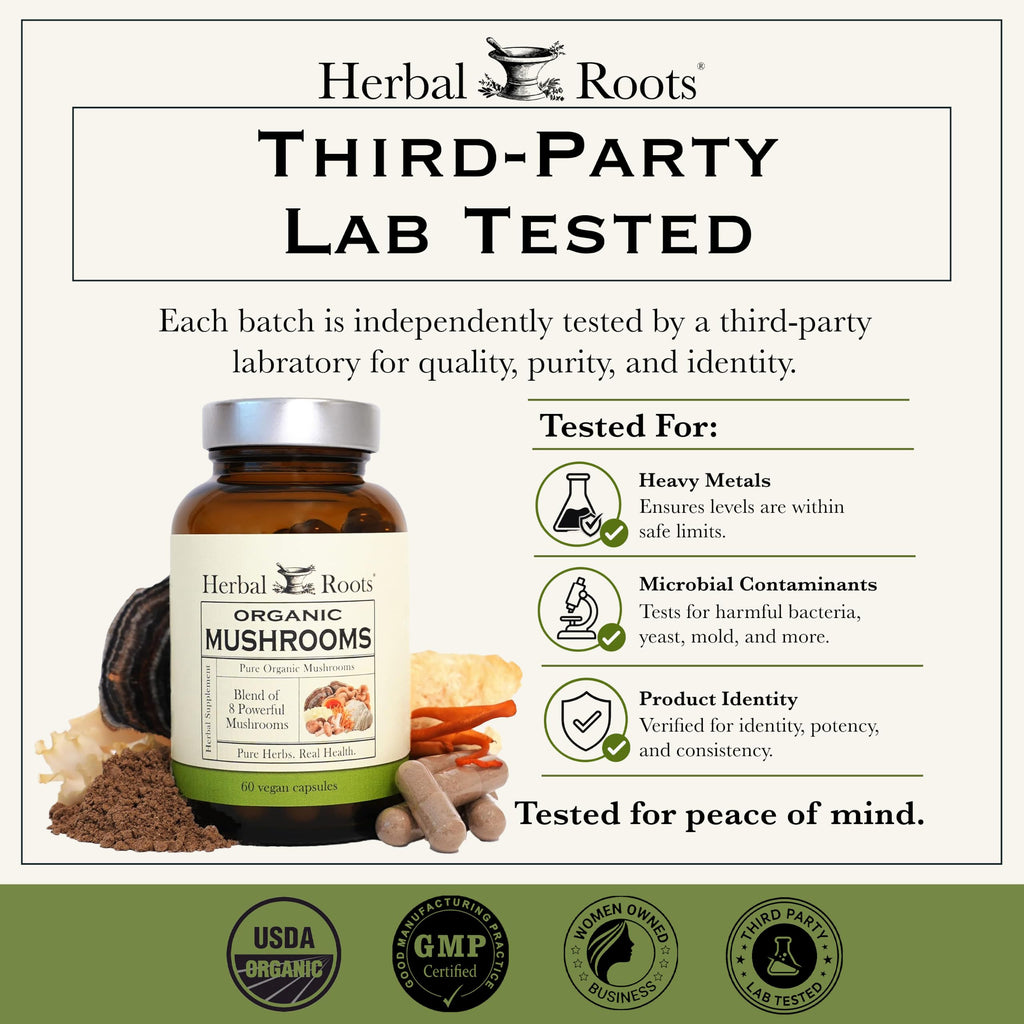 Herbal Roots Organic Mushroom Capsules Immune Support - 60 Vegan Capsules - image 6