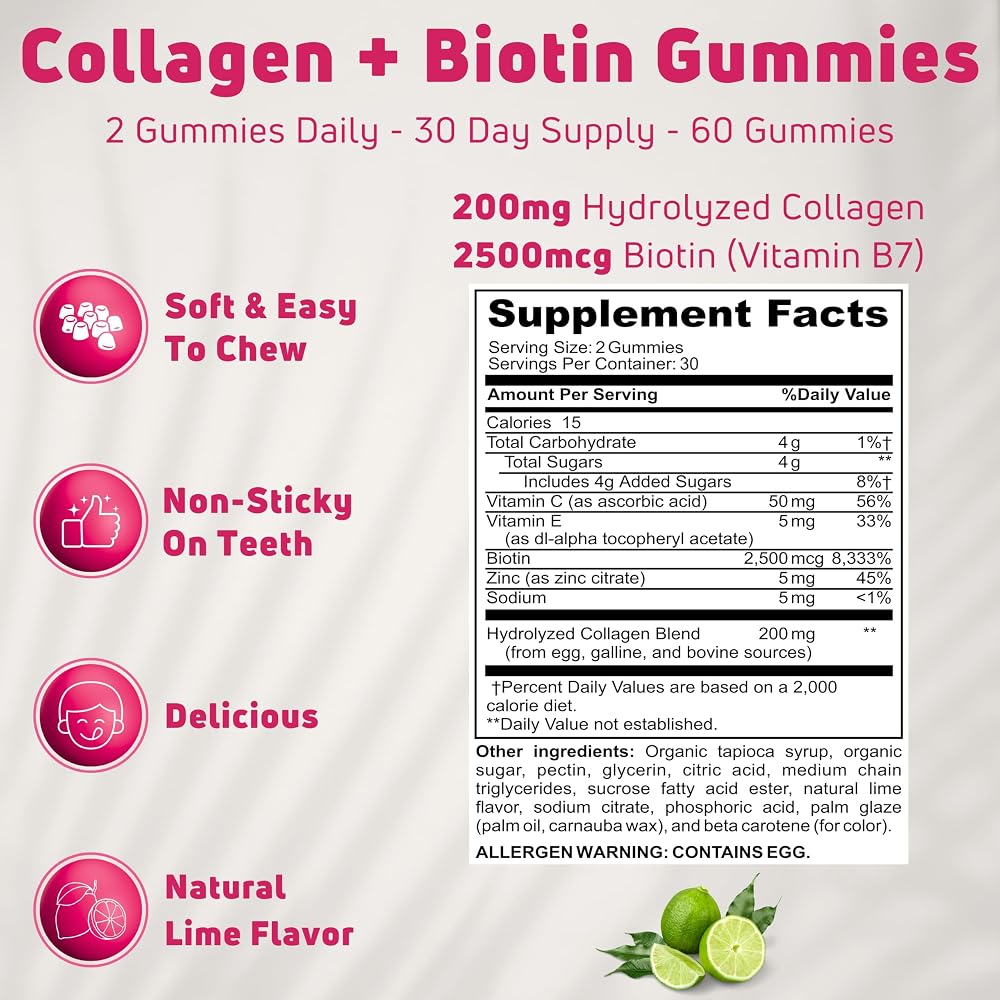 NUELATION Collagen Gummies with Biotin 2500mcg - 60 Count - image 4