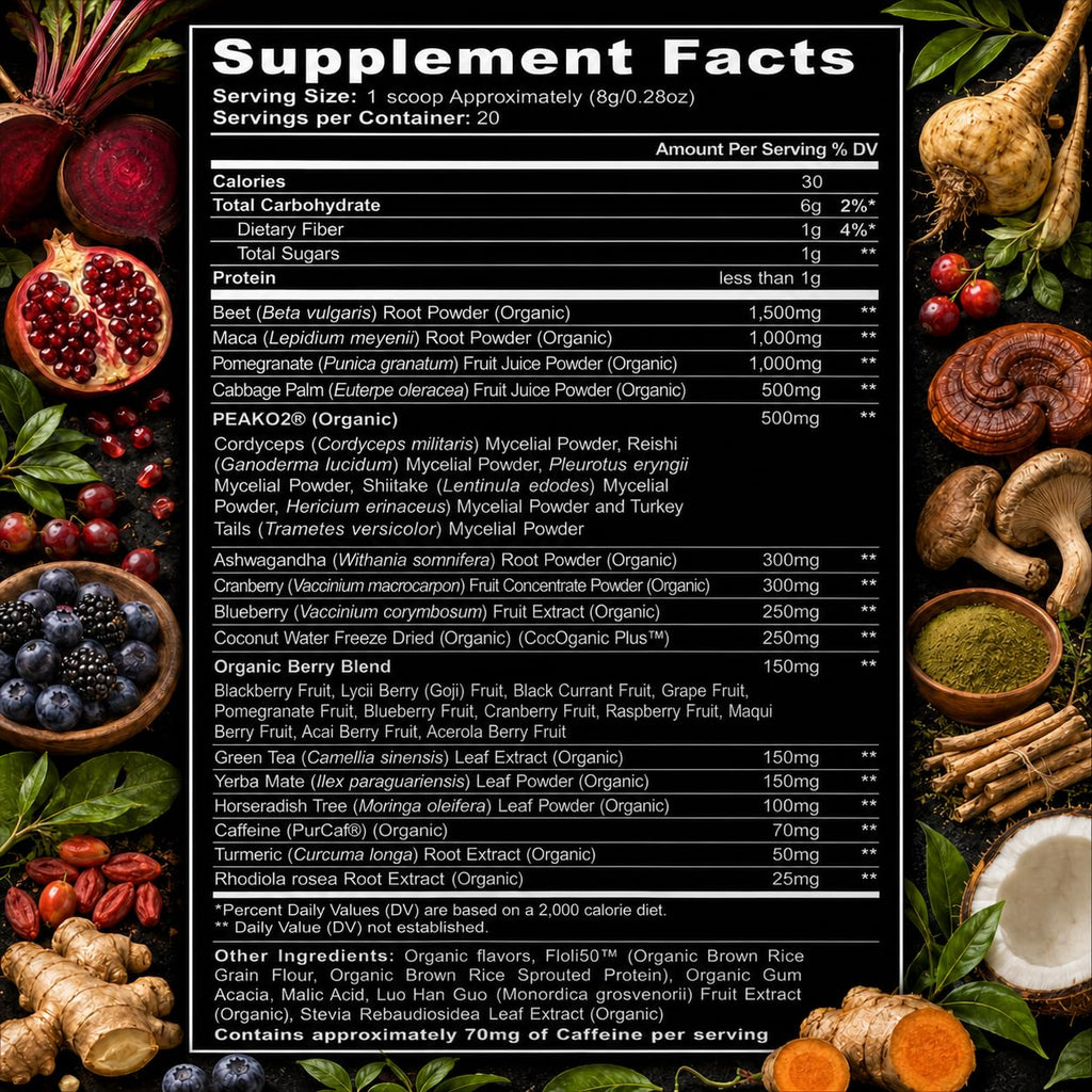 Organic Muscle Pre-Workout Powder Strawberry Mango - 20 Servings - image 2