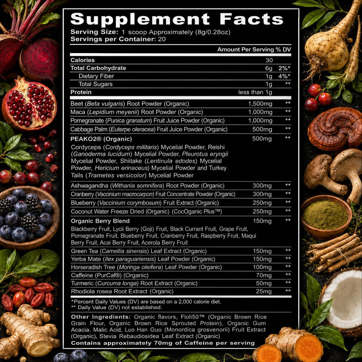 Organic Muscle Pre-Workout Powder Strawberry Mango - 20 Servings - image 2