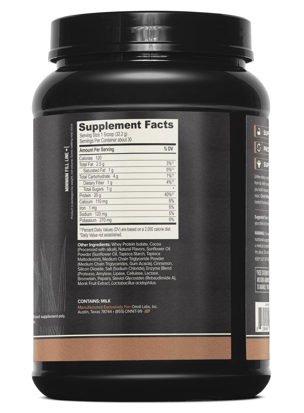 ONNIT Grass Fed Whey Isolate Protein Powder