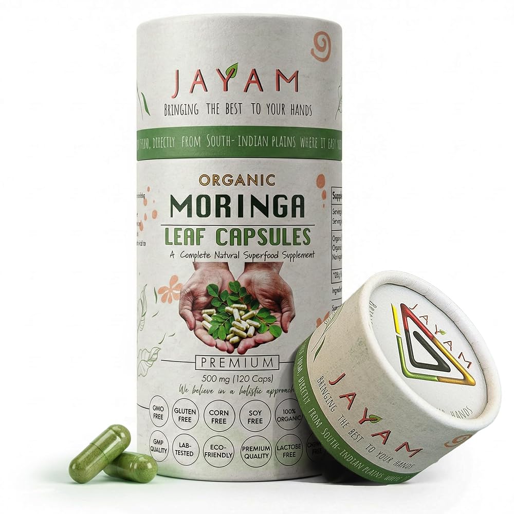 JAYAM Organic Moringa Leaf Capsules - 120 Capsules