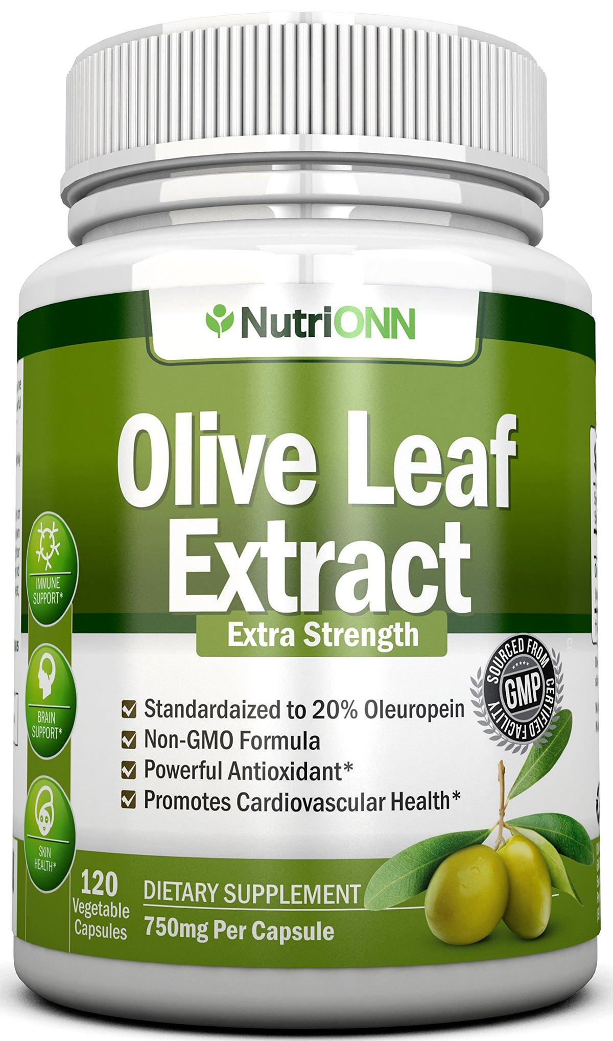 NutriONN Olive Leaf Extract 750 mg - 120 Capsules