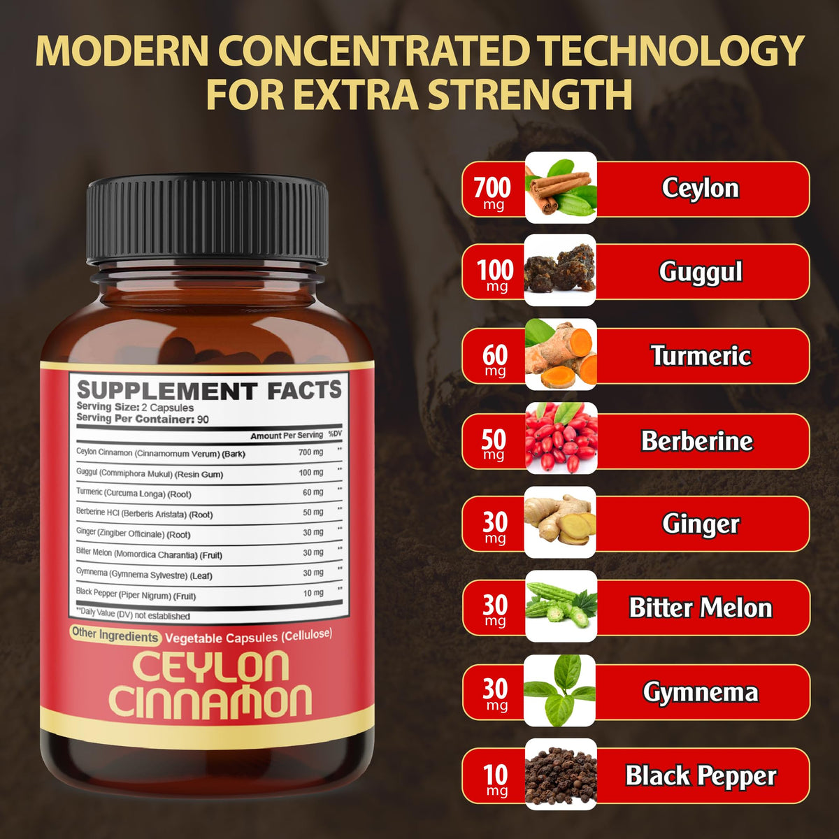 Agobi Ceylon Cinnamon with Berberine Supplement - 180 Capsules - image 2