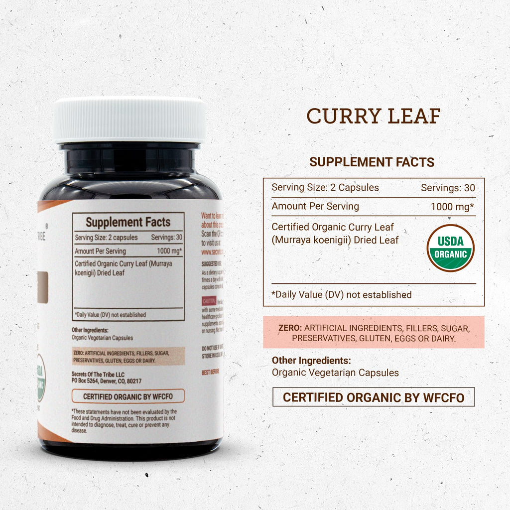 Secrets of the Tribe Curry Leaf USDA Organic Capsules - 60 Count - image 4