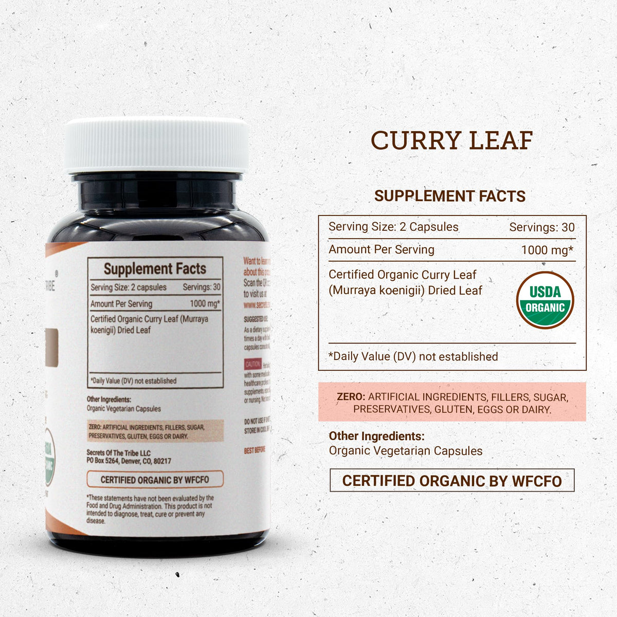 Secrets of the Tribe Curry Leaf USDA Organic Capsules - 60 Count - image 4