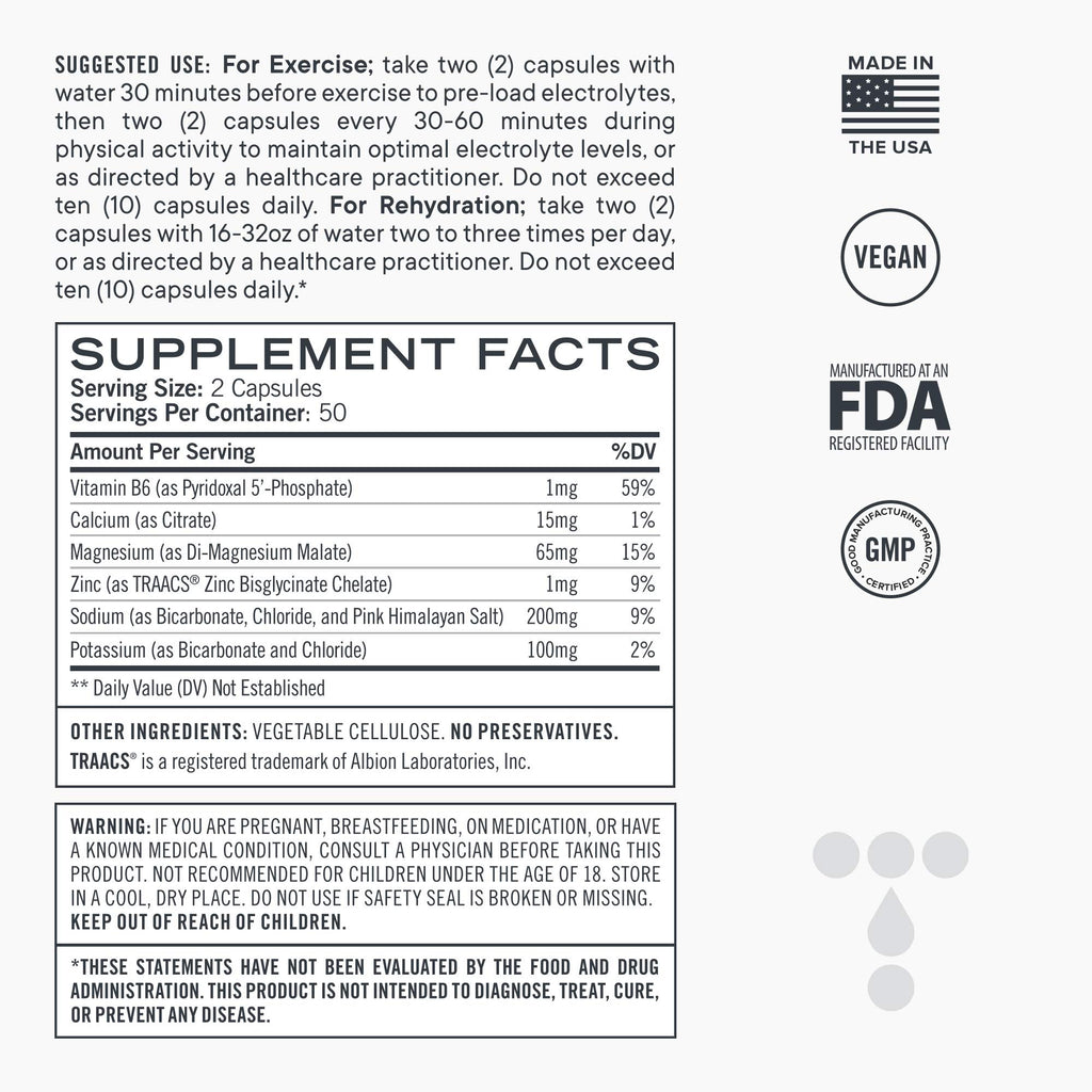 Total Hydration Electrolyte Capsules, Low Carb - 100 Count - image 3