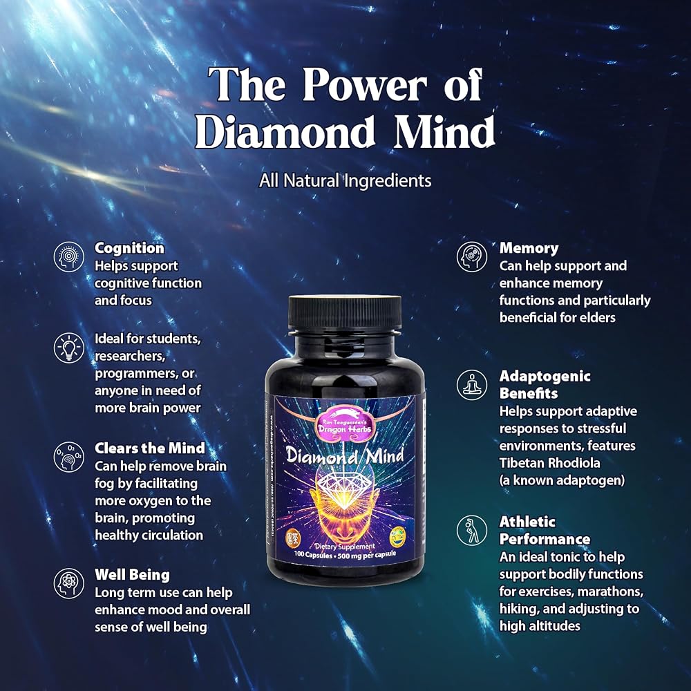 Dragon Herbs Diamond Mind Memory & Concentration - 100 Capsules - image 2