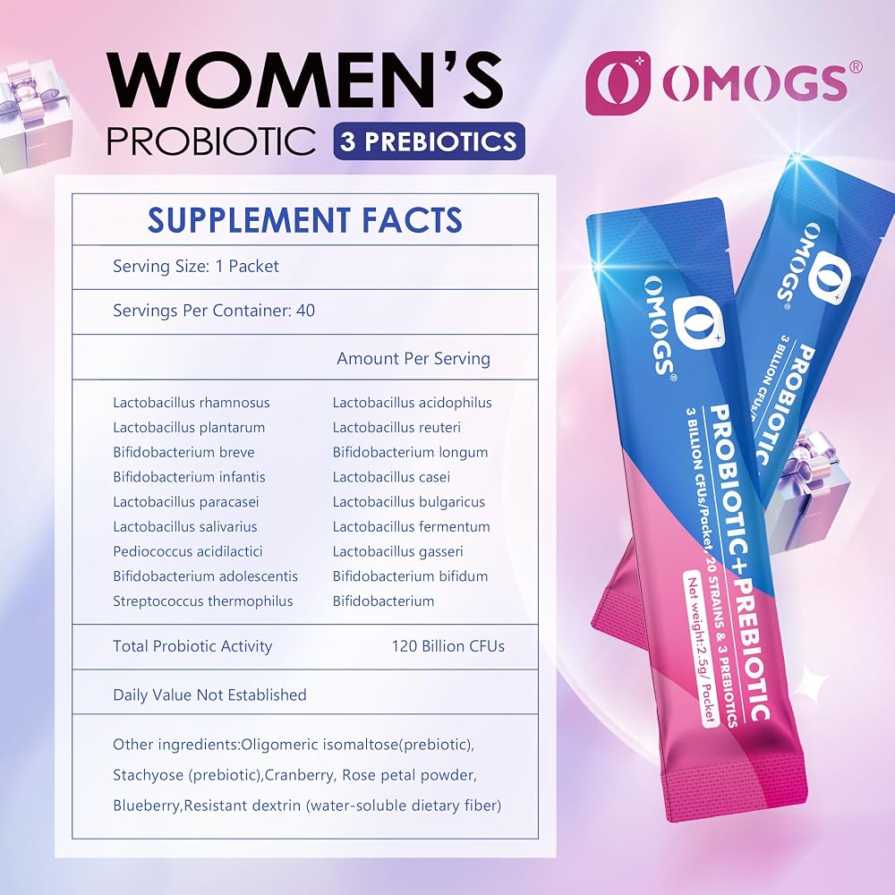 OMOGS Women's Probiotic Powder 120 Billion CFUs - 40 Pack - image 2