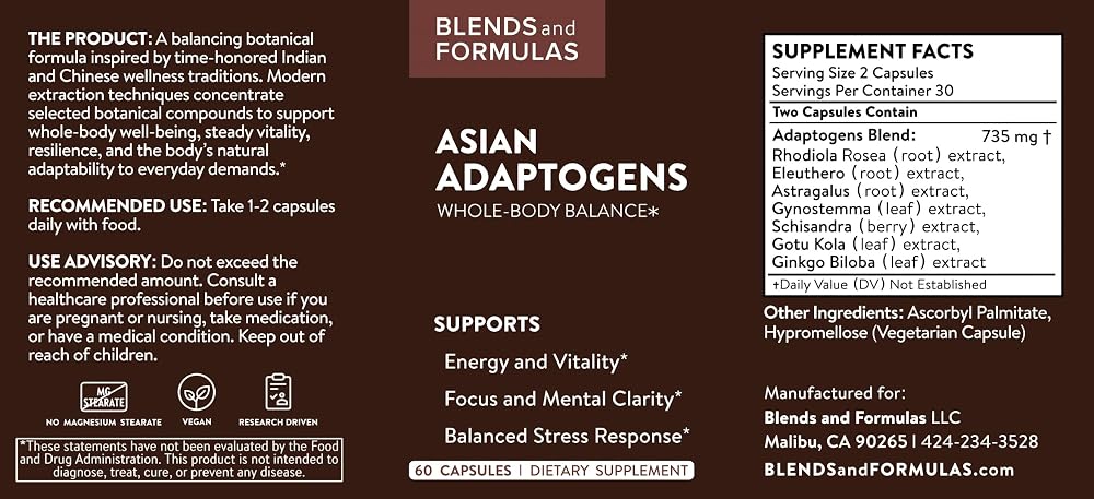 Blends and Formulas Adaptogens Herbal Tonic - 60 Count - image 2