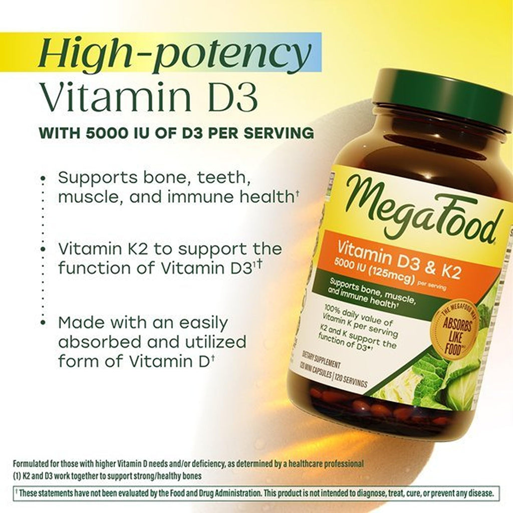 MegaFood Vitamin D3 5000 IU (125 mcg) - Vegetarian Supplements