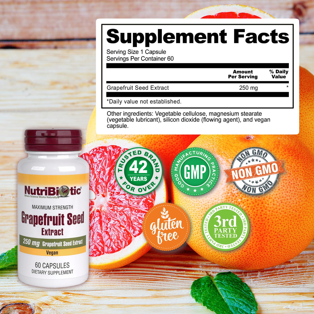 NutriBiotic Grapefruit Seed Extract 250 mg - 60 Capsules - image 4