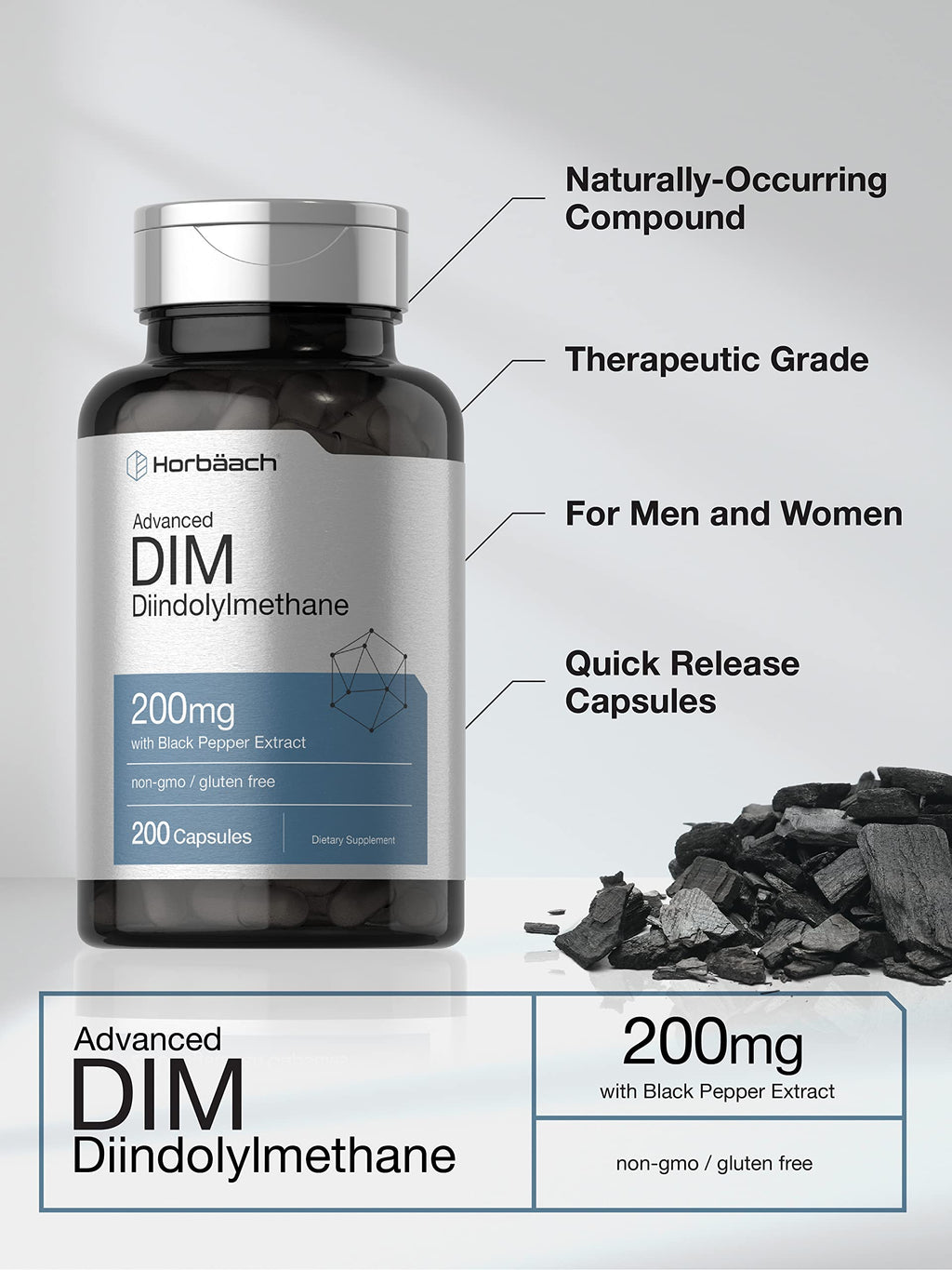 Horbäach DIM Supplement 200mg - 200 Capsules - image 3