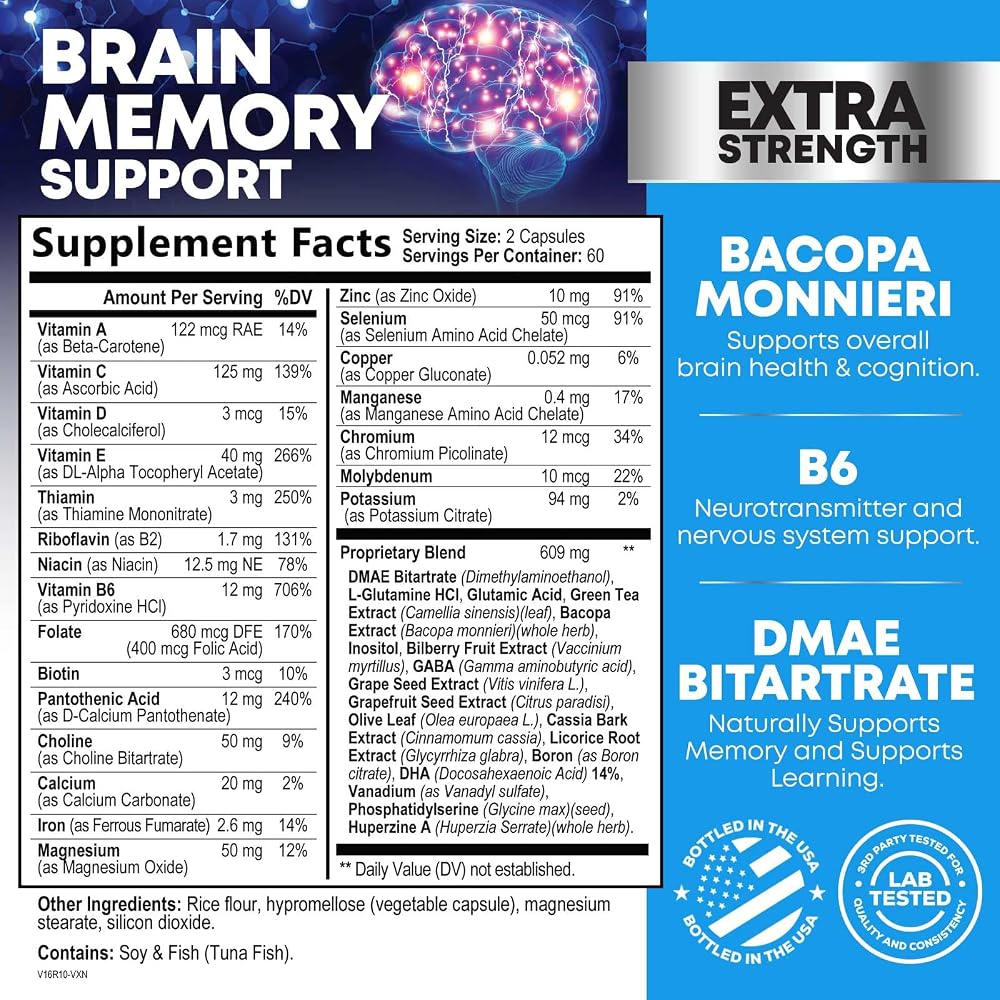 Nature's Nutrition Brain Memory Supplement Pills - 3X Strength - image 5