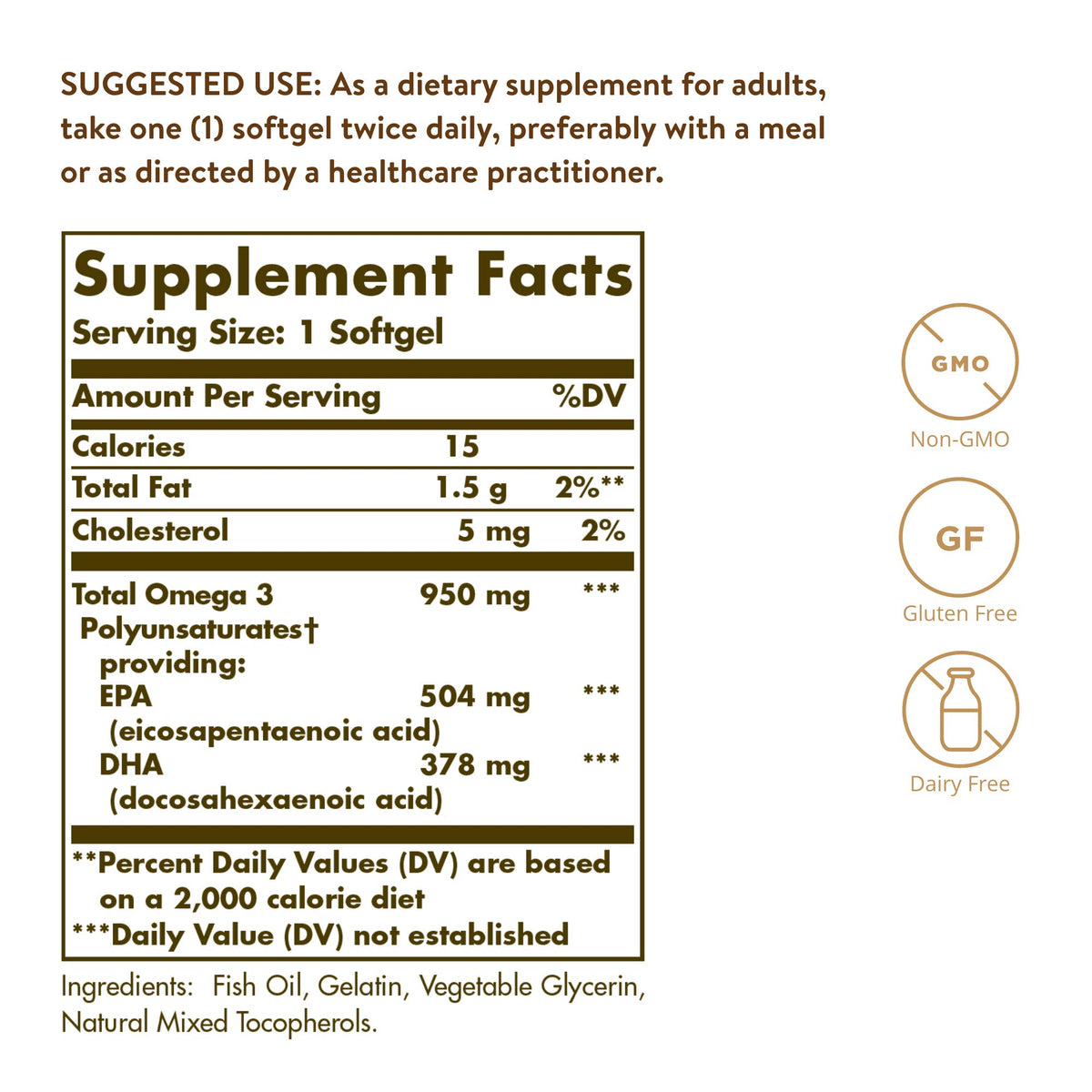 Solgar Triple Strength Omega-3 950 mg - 100 Softgels - image 2
