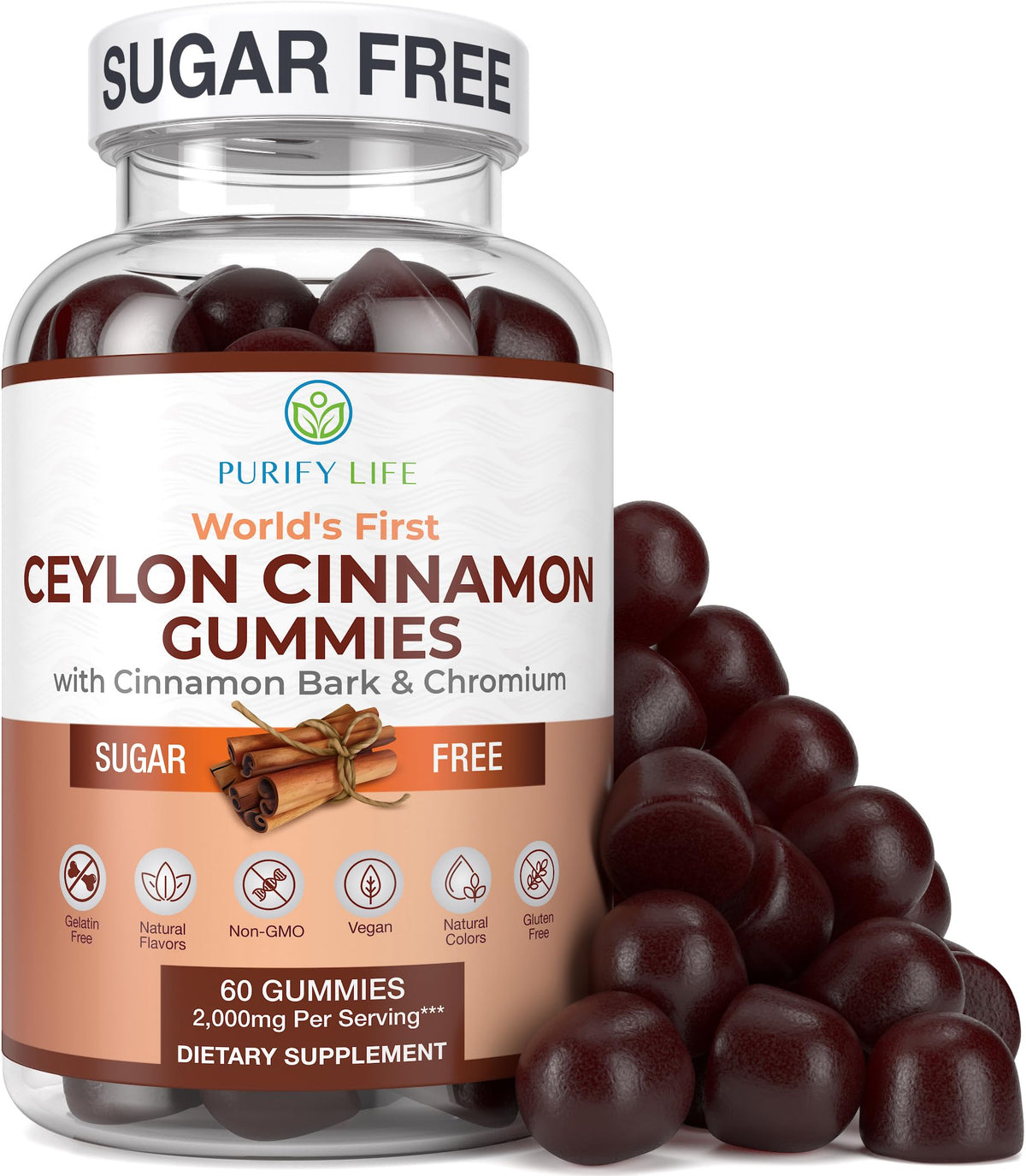 Purify Life Ceylon Cinnamon Gummies with Chromium - 60 Chews