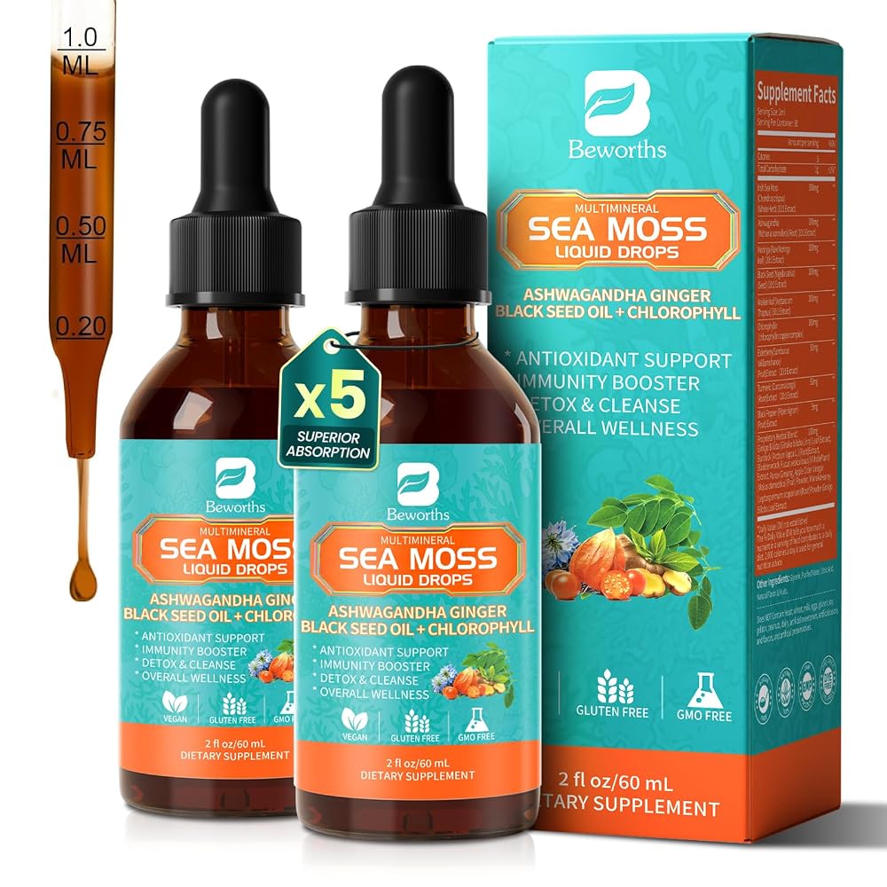B BEWORTHS 2PACK Sea Moss Drops - Irish Sea Moss Chlorophyll Liquid