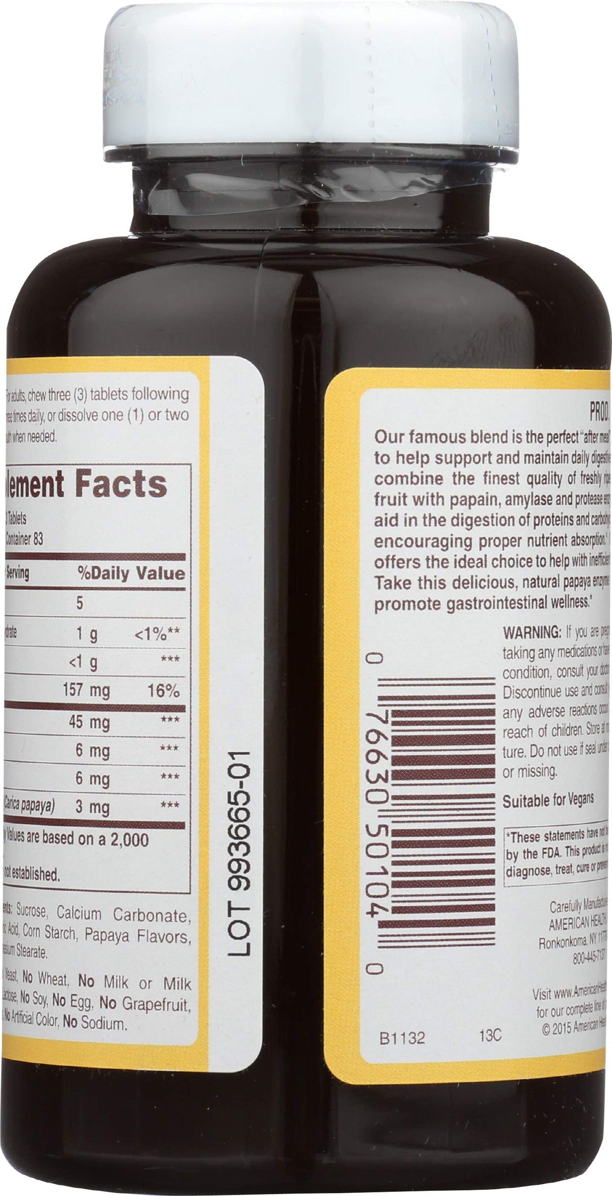 American Health Original Papaya Enzyme - 250 Tablets - image 3