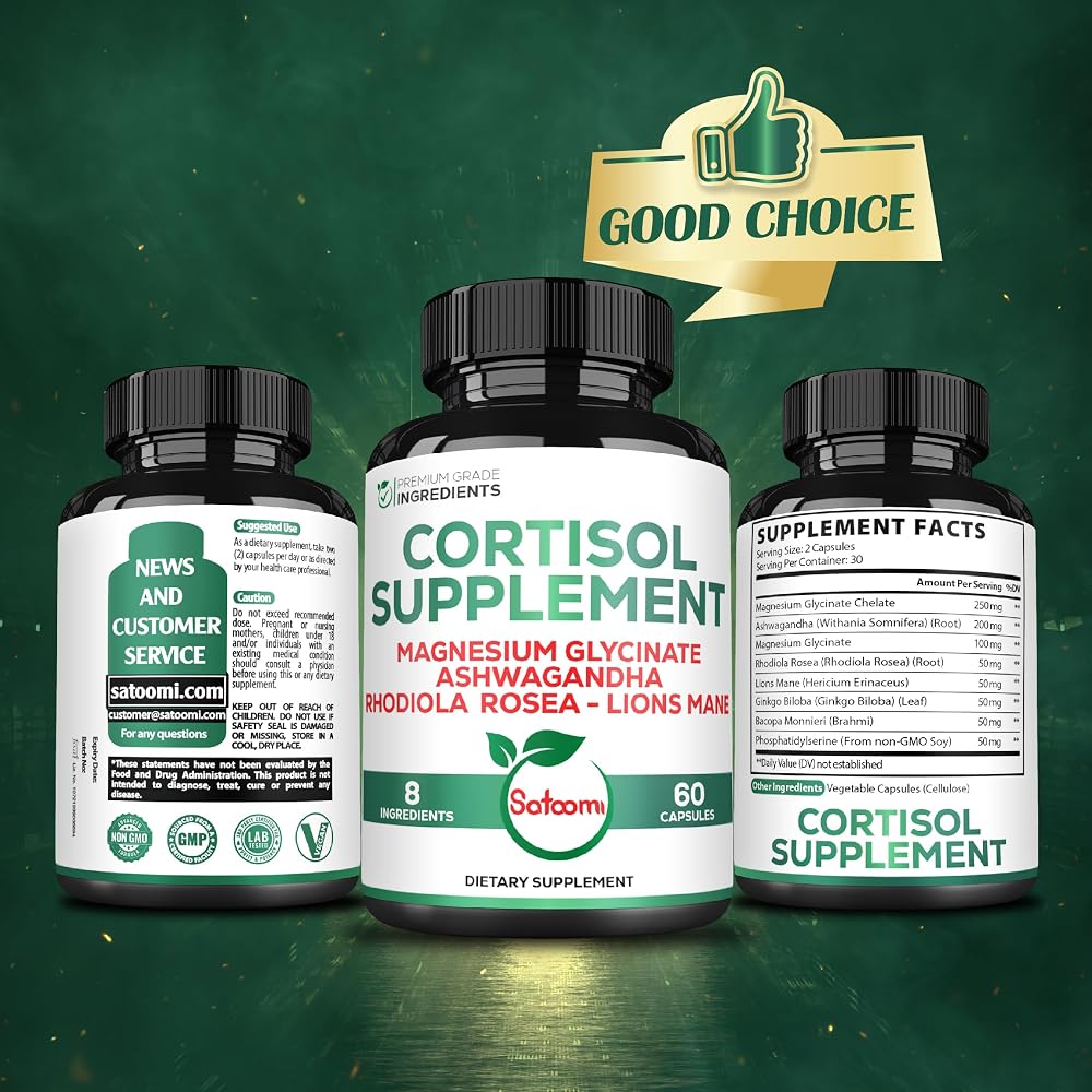 Satoomi - Cortisol Supplement & Magnesium Glycinate - 60 90 150