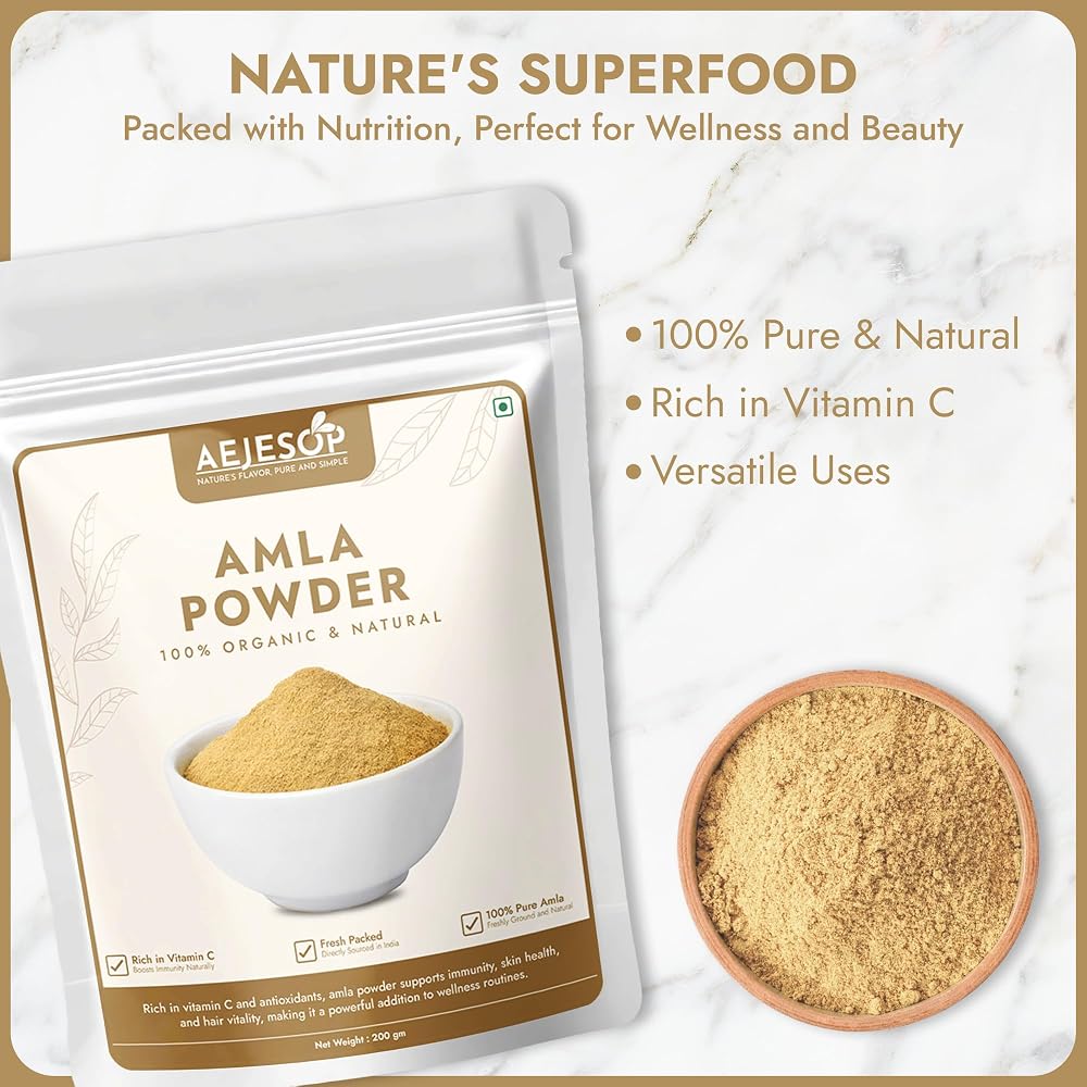 AEJESOP Organic Amla Powder Indian Gooseberry - 200g - image 4