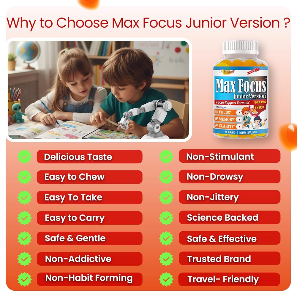 Therefore Max Focus Junior Omega-3 DHA Gummies for Kids - 60 Gummies - image 8