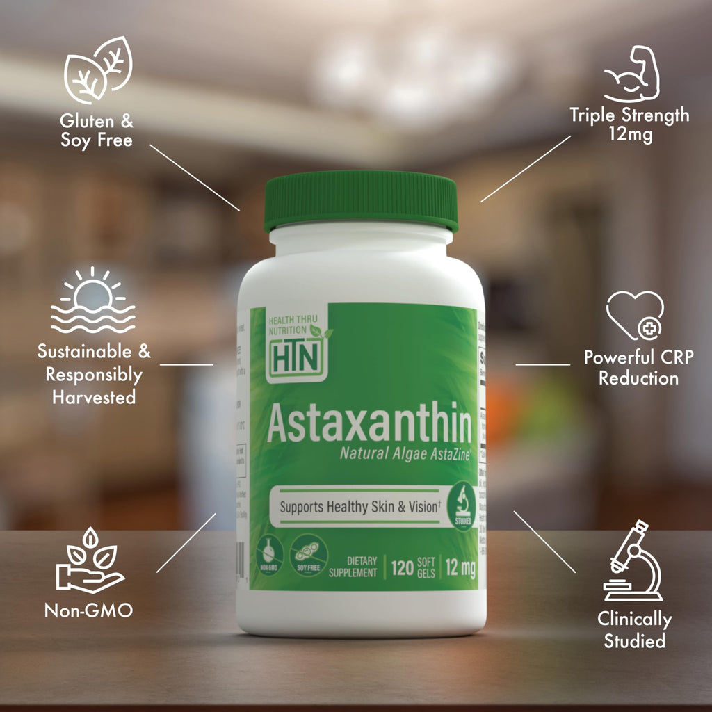 Health Thru Nutrition Astaxanthin Triple Strength 12mg Supplement