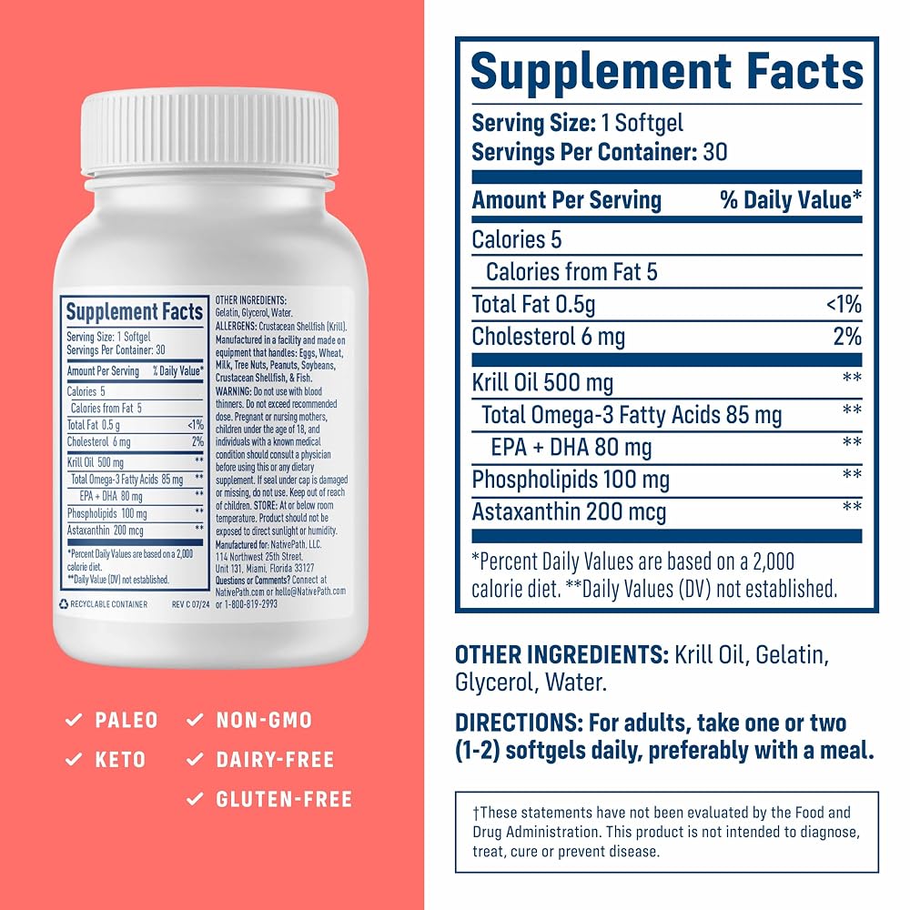 NativePath Wild-Caught Antarctic Krill Oil 500mg - 30 Softgels - image 6