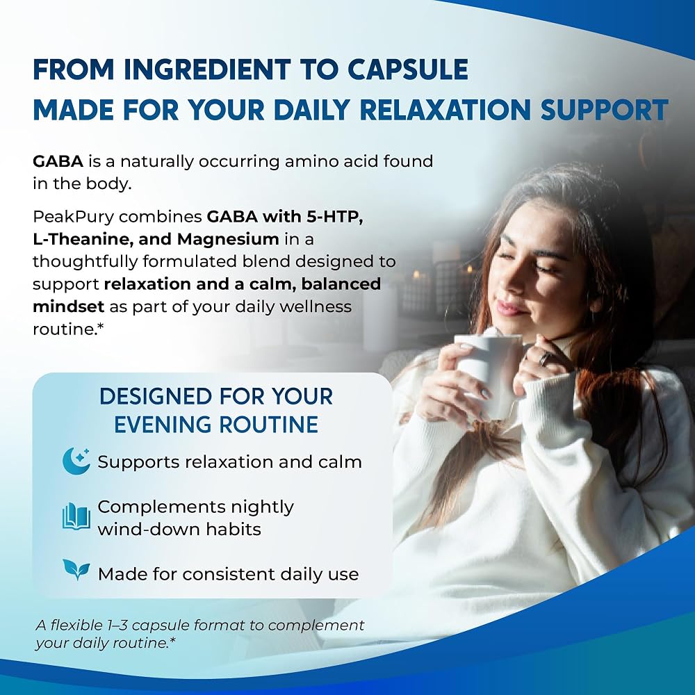 PeakPury GABA Complex 1,338 mg with L-Theanine - 150 Capsules - image 5