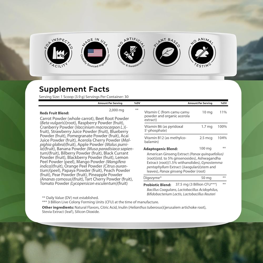 NATURES BLAST Reds Superfood Powder for Metabolism and Energy - 4.13 oz - image 2