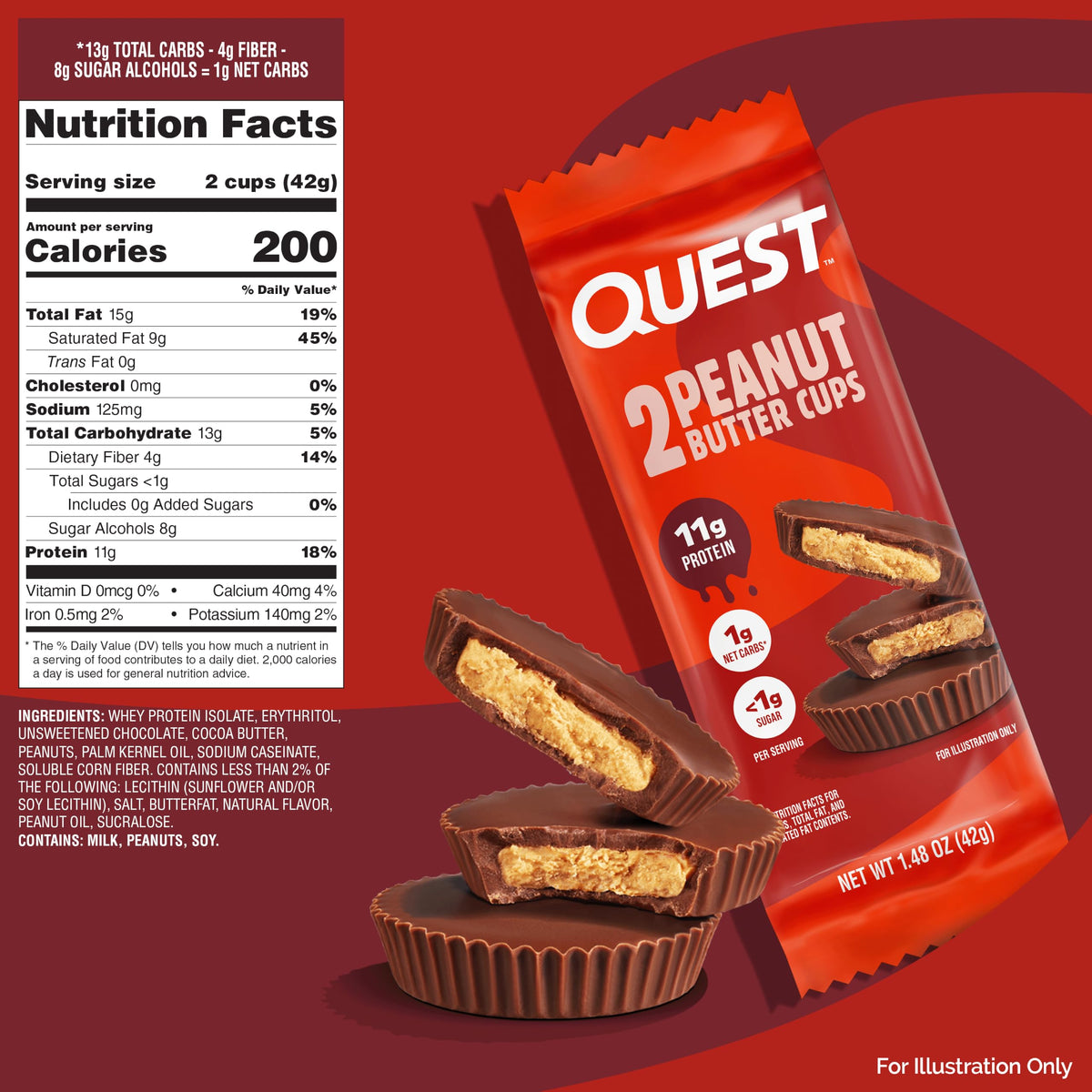 Quest Nutrition Peanut Butter Cups 11g Protein - 12 Count - image 2