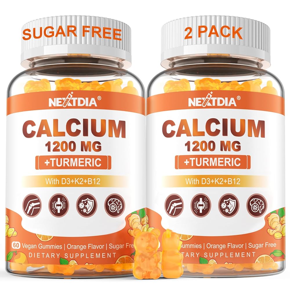 Nextdia Calcium Gummies with Turmeric for Women & Men - Calcium