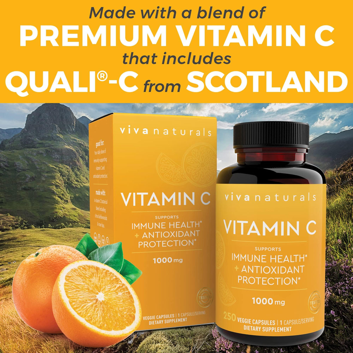 Viva Naturals Vitamin C 1000 mg Immune Support - 250 Vegetarian Capsules - image 2