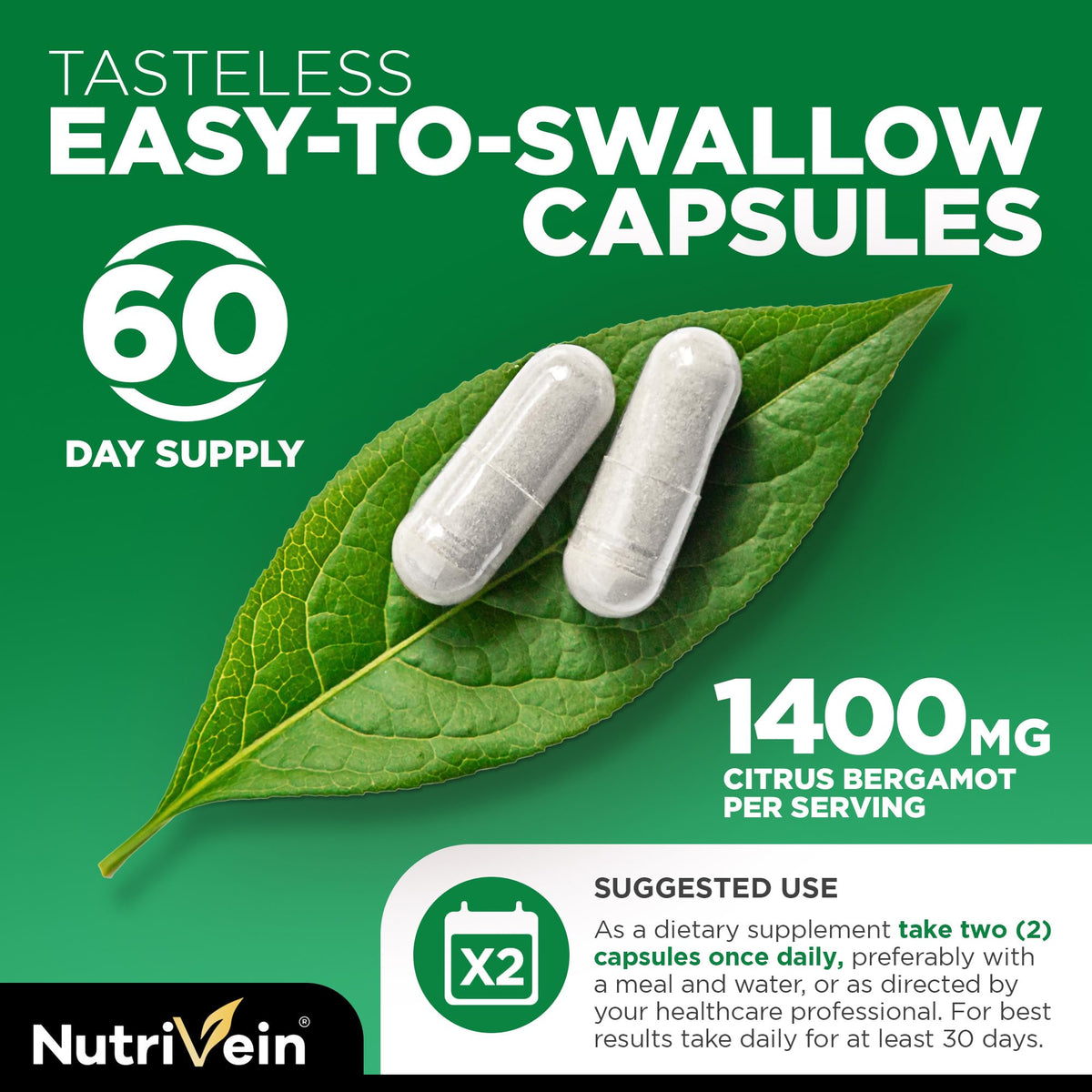 Nutrivein Citrus Bergamot Supplement 1400mg - 120 Capsules - image 5