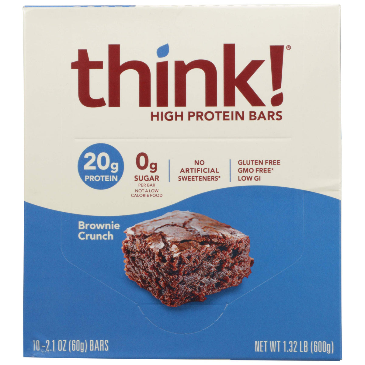 thinkThin Protein Bars Brownie Crunch High Protein - 10 Count