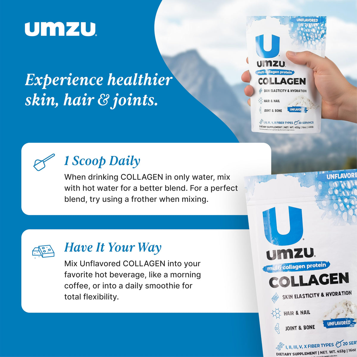UMZU zuCollagen Collagen Peptides Powder Unflavored - 1.04 lb - image 3