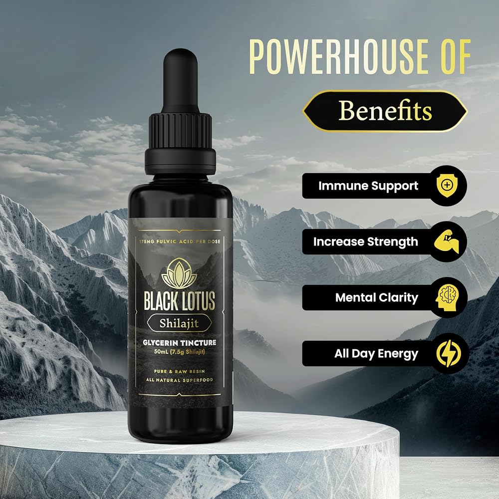 Black Lotus Pure Shilajit Resin Liquid Tincture for Energy & Focus - 50ml - image 3